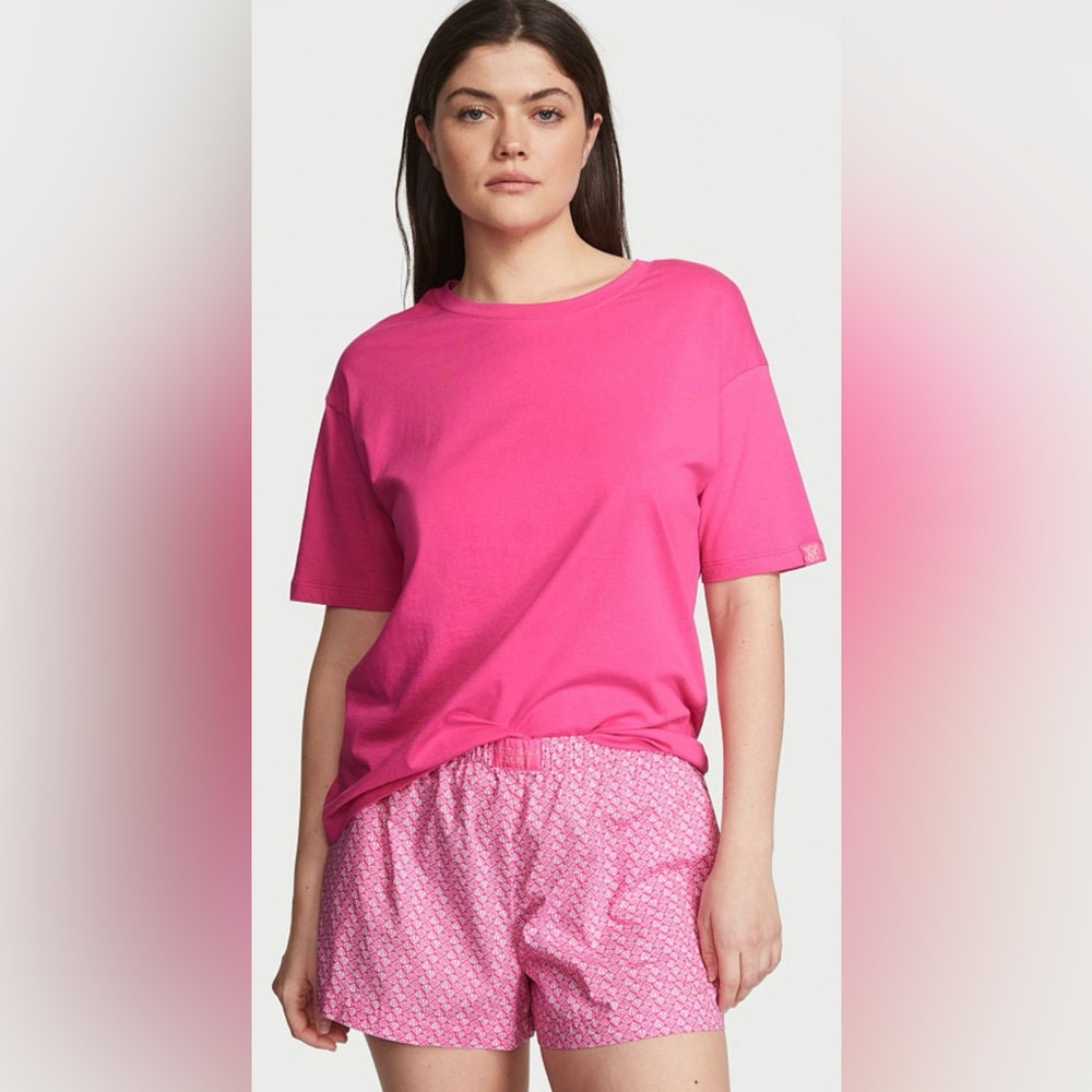 NWT VICTORIA'S SECRET Cotton Short Tee-jama 2 Pcs Set Pink Medium